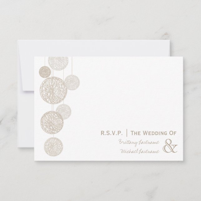 Cartons Réponse Twine Globes Mariage R.S.V.P. (Devant)