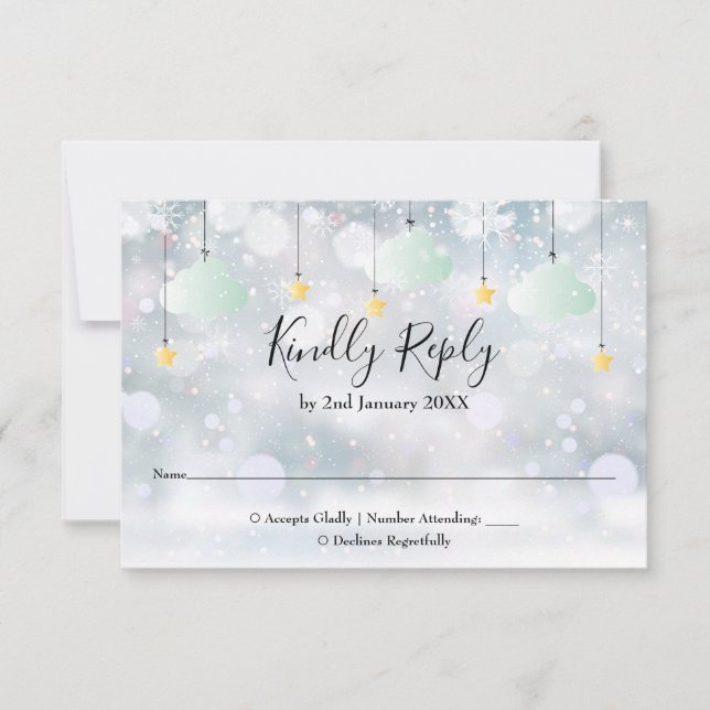 Cartons Réponse Twinkle Twinkle Baby shower hivernal neutre pour l (Devant)