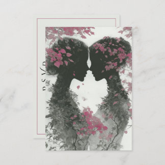 Cartons Réponse Two Brides Hand Drawn Pencil Illustration