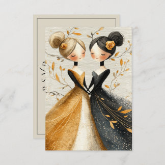 Cartons Réponse Two Brides Hand Drawn Pencil Illustration