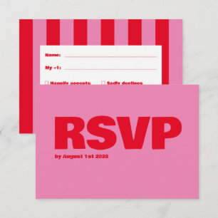 Cartons Réponse Typographie audacieuse, mariage rose et rouge
