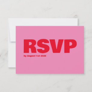 Cartons Réponse Typographie audacieuse, mariage rose et rouge