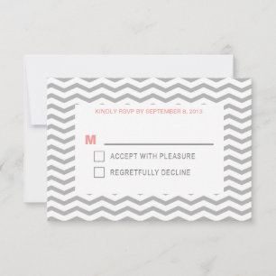 Cartons Réponse Typographie Chevron Parfaite - Mariage Corail & Gr