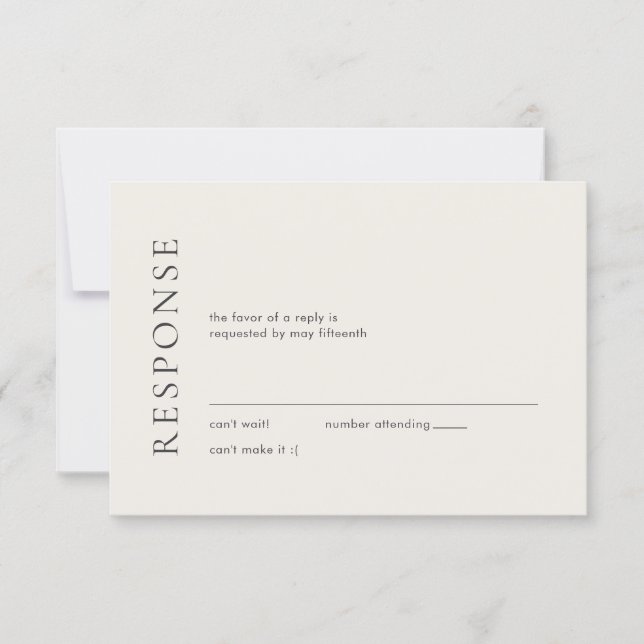 Cartons Réponse Typographie Moderne Mariage Élégant Beige (Devant)