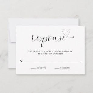 Cartons Réponse Typographie noir et blanc simple Mariage élégant