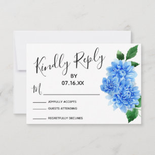 Cartons Réponse Typographie RSVP, fleurs de dahlia à l'aquarelle b