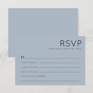 Cartons Réponse Typographie simple Dusty Mariage bleu