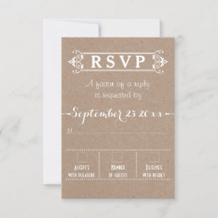 Cartons Réponse Typographie vintage rustique Kraft mariage en papi