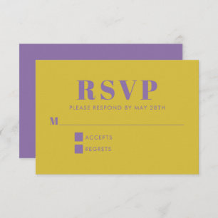 Cartons Réponse Typographie violette et jaune Gras Mariage moderne