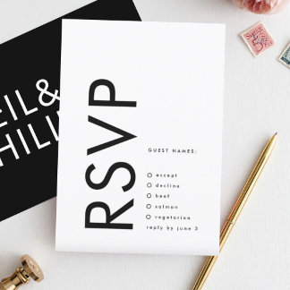 Cartons Réponse Ultra Modern Big Bold Names Simple Mariage
