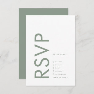 Cartons Réponse Ultra Moderne Sage Green Monogramme Simple Mariage