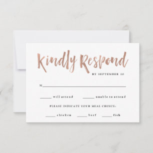 Cartons Réponse Un esprit moderne   Faux Rose Gold Mariage Meice C
