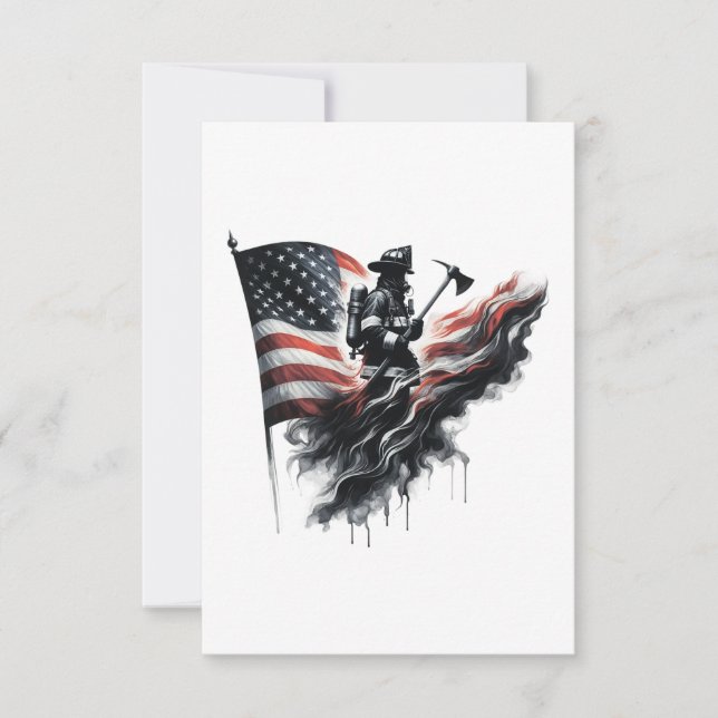 Cartons Réponse Un pompier américain.Drapeau des Etats-Unis. (Devant)