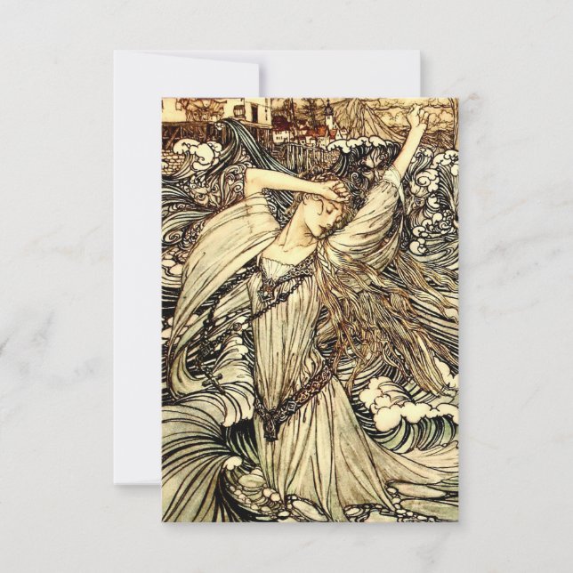 Cartons Réponse « Undine dans les vagues » par Arthur Rackham (Devant)