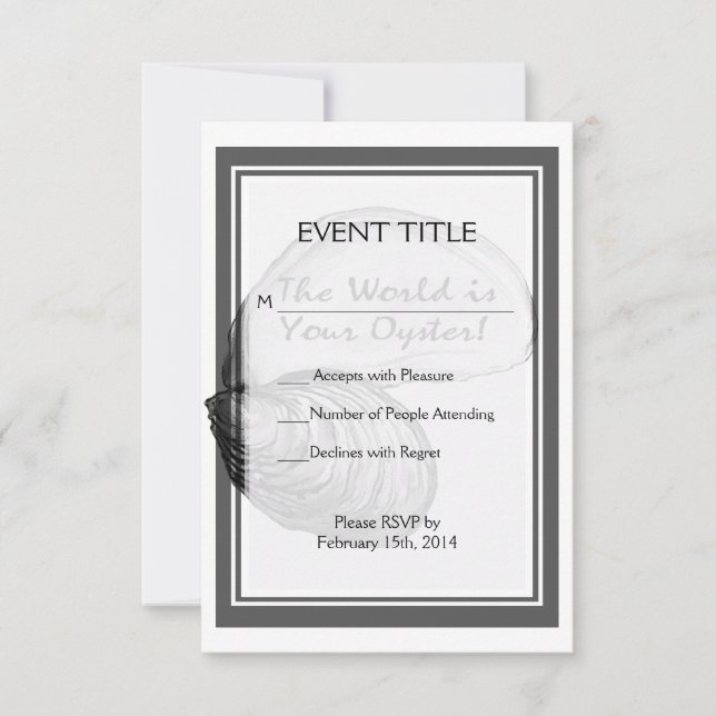 Cartons Réponse Une coquille d'huîtres avec le dicton "le monde es (Devant)