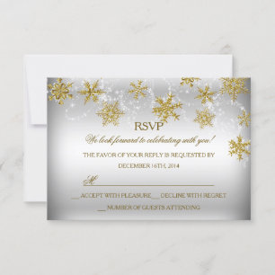 Cartons Réponse Vacances de Noël Gold & Silver Snowflake