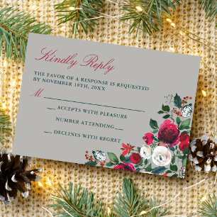 Cartons Réponse Vacances florales d'hiver Noël Mariage décembre