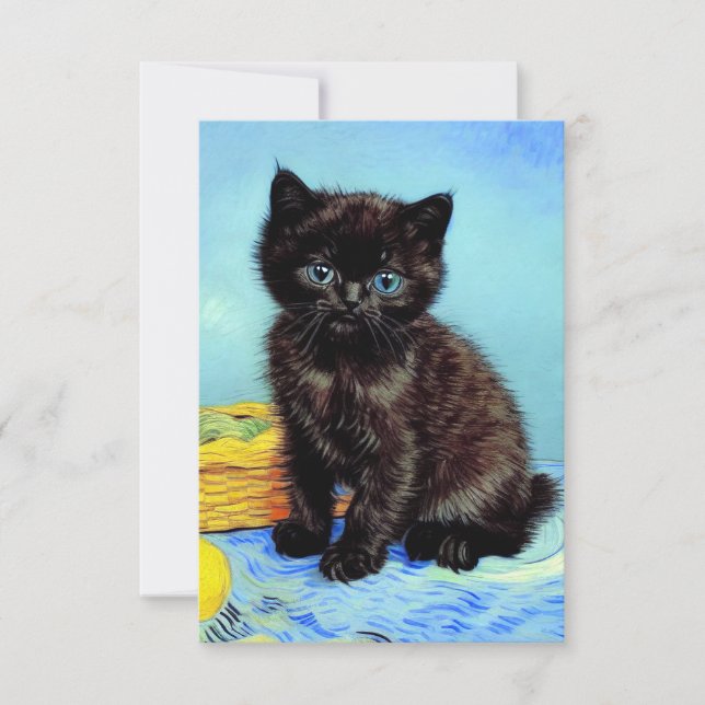 Cartons Réponse Van Gogh Black Kitten avec fils (Devant)