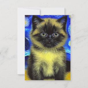 Cartons Réponse Van Gogh Starry Nuit Siamese Cat