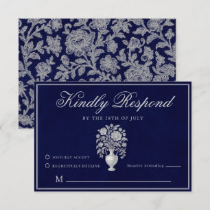 Cartons Réponse Vase Floral Heritage Classique Mariage Navy