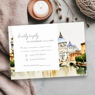 Cartons Réponse Vatican Rome Italie Aquarelle Paysage Mariage
