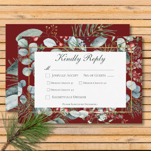 Cartons Réponse Végétation de Noël d'hiver Mariage rouge Trois dîn