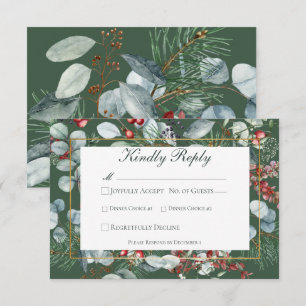 Cartons Réponse Végétation de Noël d'hiver Mariage vert