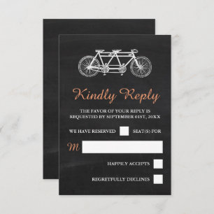 Cartons Réponse Vélo Tandem Sur Mariage Chalkboard