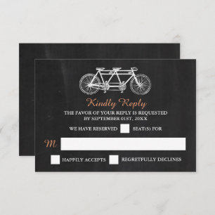 Cartons Réponse Vélo Tandem Sur Mariage Chalkboard