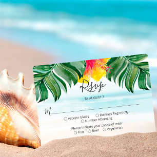 Cartons Réponse Vents des iles Tropical Beach Watercolor Mariage