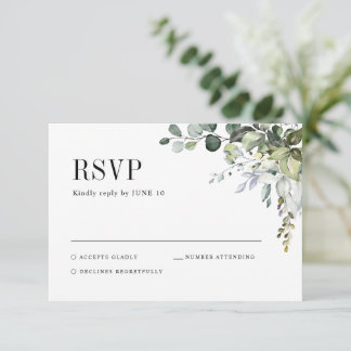 Cartons Réponse Verdure Eucalyptus Botanique Mariage élégant