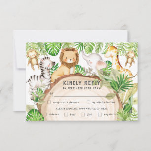 Cartons Réponse Verdure Jungle Animaux Baby shower Repas Choix