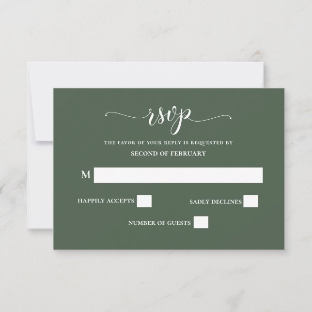 Cartons Réponse Verdure rustique Calligraphie simple Mariage moder (Devant)
