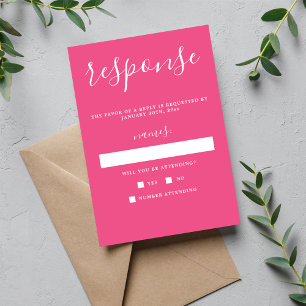 Cartons Réponse Véritable Mariage minimaliste rose oeillet