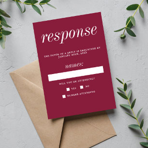 Cartons Réponse Véritable simplicité 2 Claret minimaliste Mariage