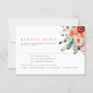 Cartons Réponse Verona Sunset Bright Orange Moderne Mariage Floral