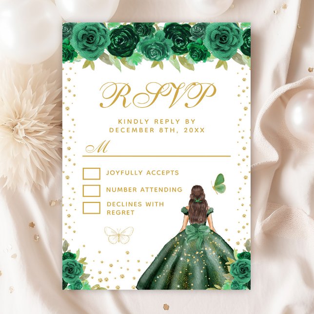 Cartons Réponse Vert Floral Brunette Cheveux Princesse Sweet sixte (Créateur téléchargé)