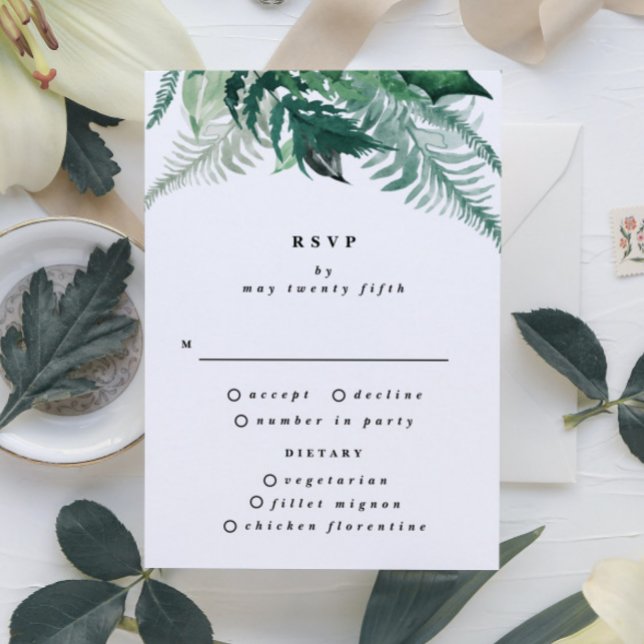Cartons Réponse Vert frais Mariage d'aquarelle moderne (Créateur téléchargé)
