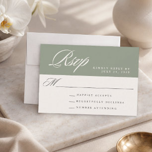 Cartons Réponse Vert sauge Simple Moderne Élégant Mariage