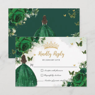 Cartons Réponse Vibrant Emerald Green Floral Princess Quinceañera