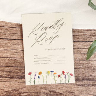 Cartons Réponse Vibrant Fleur sauvage coloré moderne Mariage moder