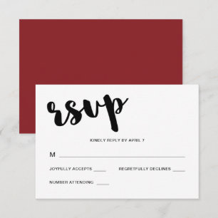 Cartons Réponse Vibrant Rouge Whimsical Typographie Mariage
