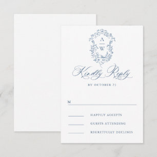 Cartons Réponse Victorien Ornate Grace Floral Dusty Mariage bleu