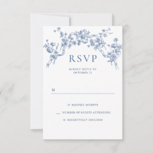 Cartons Réponse Victorien Ornate Grace Floral Dusty Mariage bleu