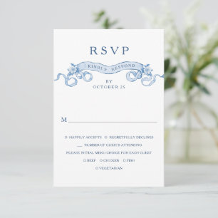 Cartons Réponse Victorien Ornate Grace Floral Dusty Mariage bleu