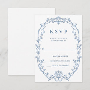 Cartons Réponse Victorien Ornate Grace Floral Dusty Mariage bleu