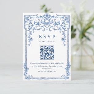 Cartons Réponse Victorien Ornate Grace Floral Dusty Mariage bleu