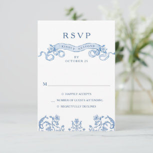 Cartons Réponse Victorien Ornate Grace Floral Dusty Mariage bleu