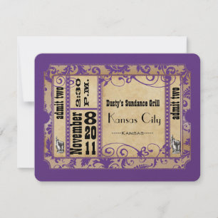 Cartons Réponse Vieux mariage en papier avec vitrine violet et or