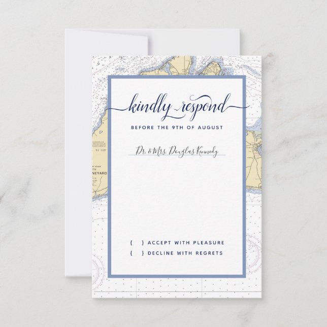 Cartons Réponse Vignoble du Mariage officiel Martha's avec nom d'h (Devant)